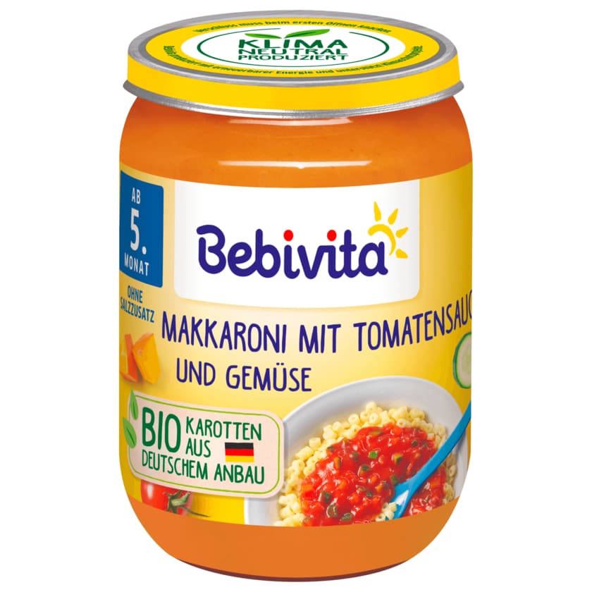 Bebivita Bio Makkaroni mit Tomatensauce und Gemüse ab 5. Monat 190g